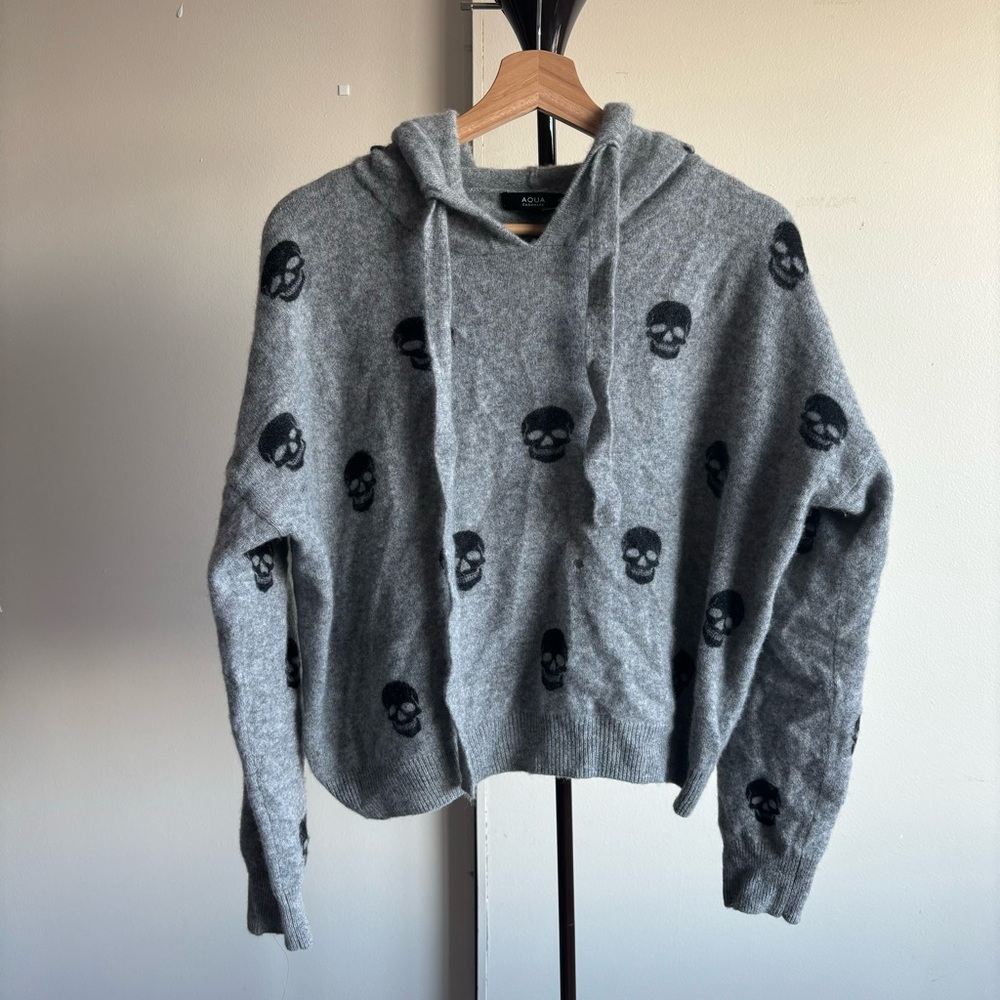 Aqua Gray Skull Pattern Sweater